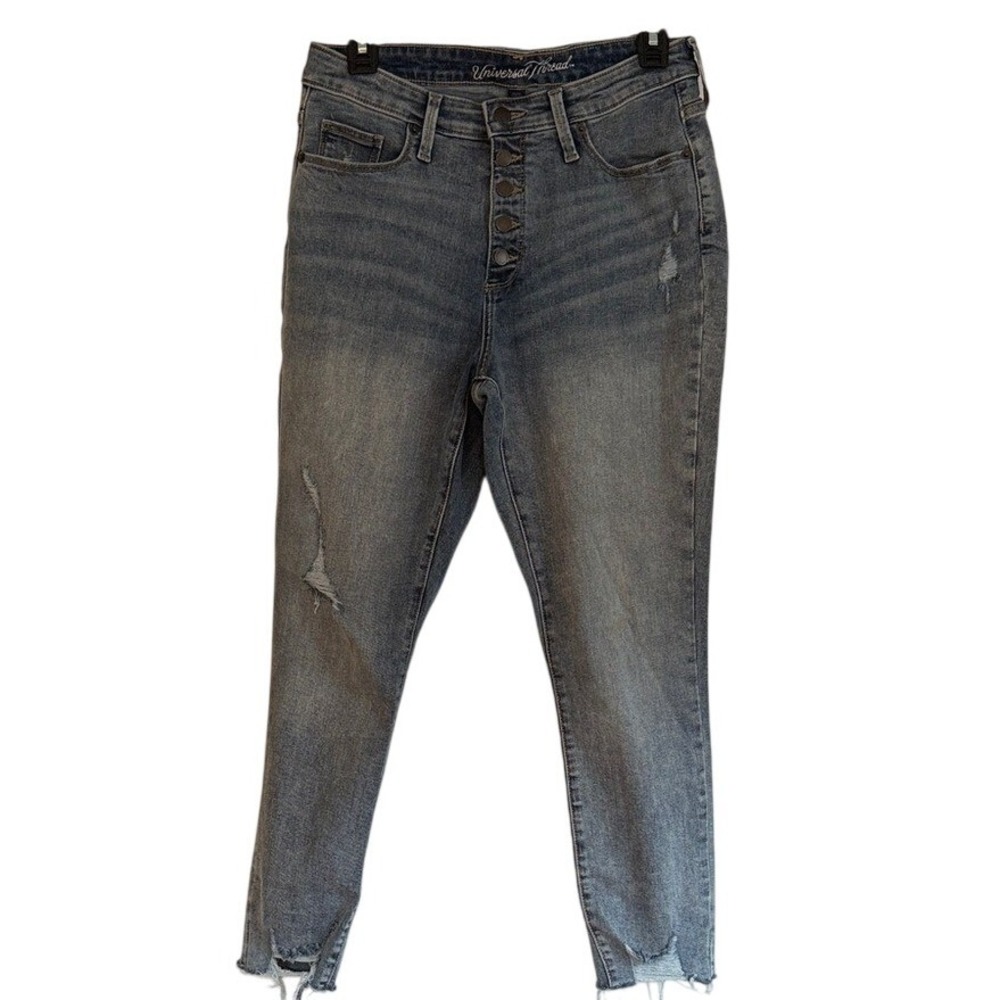 Universal Thread Womens High-Rise Skinny Jeans Button Fly Distressed Blue Size 8